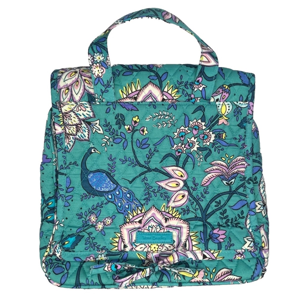 NWOT Vera Bradley Quilted Cotton Hanging Organizer Peacock Garden Teal Blue